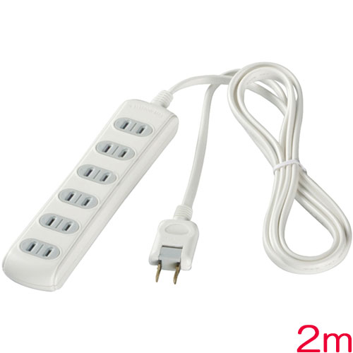 バッファロー（サプライ） iBUFFALO BSTAPSH2620WH [2ピン式電源タップ 6個口 シャッター付 2m ホワイト]