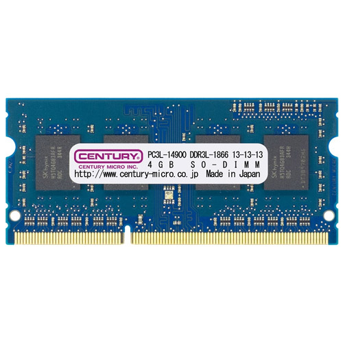 センチュリーマイクロ DDR3L PC-14900 SO-DIMM CD4G-SOD3LU1866 [★ノートPC用 DDR3L-1866 4GB SO-DIMM]