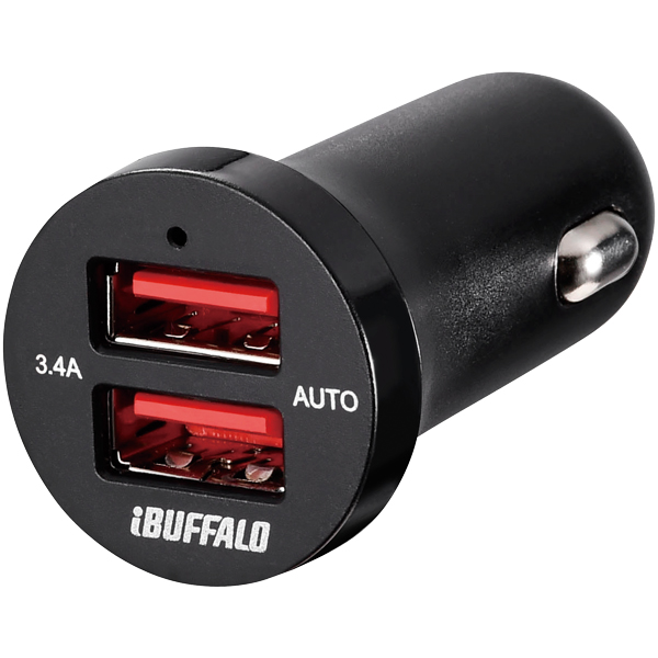 バッファロー（サプライ） iBUFFALO BSMPS3402P2BK [3.4A シガーソケット用USB充電器 2ポート ブラック]