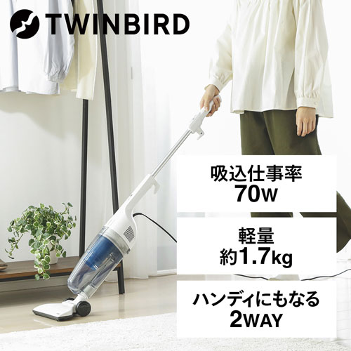 ツインバード TC-EA35W [スティック型サイクロンクリーナー 2WAY 吸込仕事率70W]