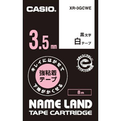 カシオ XR-3GCWE [下地がかくせる強粘着テープ 3.5mm 白/黒文字]