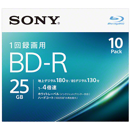 ノンカートリッジBD-Rプリンタブル 10BNR1VJPS4 [ビデオ用BD-R 25GB 4X プリンタブル 10P]