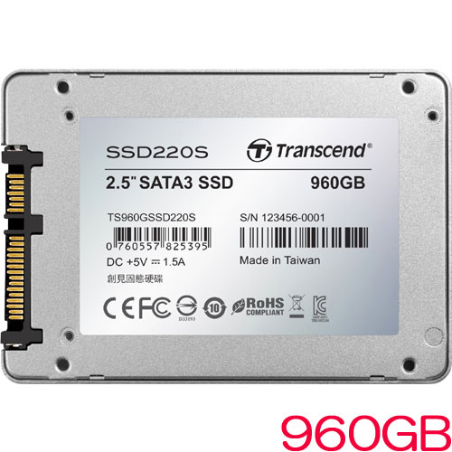 TS960GSSD220S [960GB SSD220Sシリーズ 2.5インチ SATA3 TLC搭載 アルミ筐体]