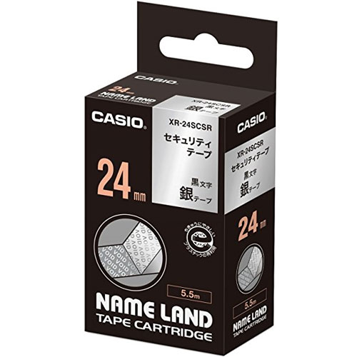 カシオ XR-24SCSR [セキュリティテープ 24mm 銀/黒文字]