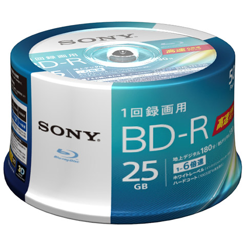 ノンカートリッジBD-Rプリンタブル 50BNR1VJPP6 [ビデオ用BD-R 25GB 6X プリンタブル 50SP]