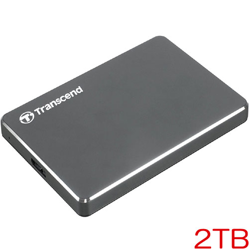 トランセンド TS2TSJ25C3N [2TB スリムタイプポータブルHDD StoreJet 25C3シリーズ USB3.0対応 アイロングレー]