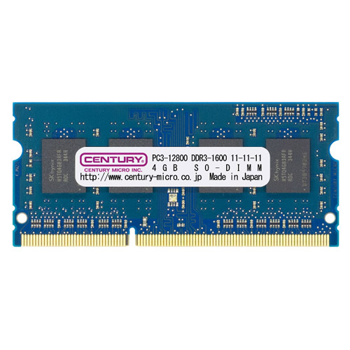 センチュリーマイクロ CK8GX2-SOD3U1600 [16GB kit (8GBx2) DDR3-1600 (PC3-12800) Unbuffered SO-DIMM 204pin Dual RANK 512Mx8]