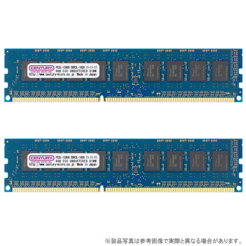 センチュリーマイクロ CK8GX2-D3LUE1600 [16GB kit (8GBx2) DDR3L-1600 (PC3L-12800) ECC Unbuffered DIMM Dual RANK 512Mx8]