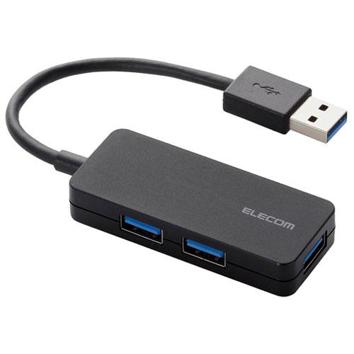 エレコム U3H-K315BBK [USB3.0ハブ/ケーブル固定/バスパワー/3ポート/ブラック]