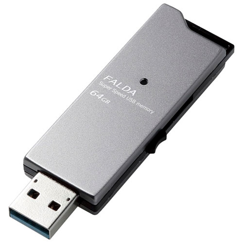 エレコム MF-DAU3064GBK [USBメモリー/USB3.0/スライド/FALDA/64GB/ブラック]