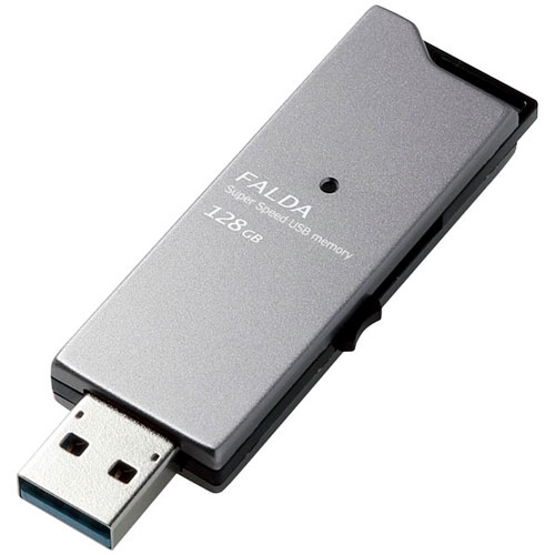 エレコム MF-DAU3128GBK [USBメモリー/USB3.0/スライド/FALDA/128GB/ブラック]