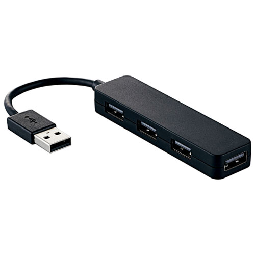 エレコム U2H-SN4NBBK [USB2.0ハブ/カラフル/バスパワー/4ポート/ブラック]