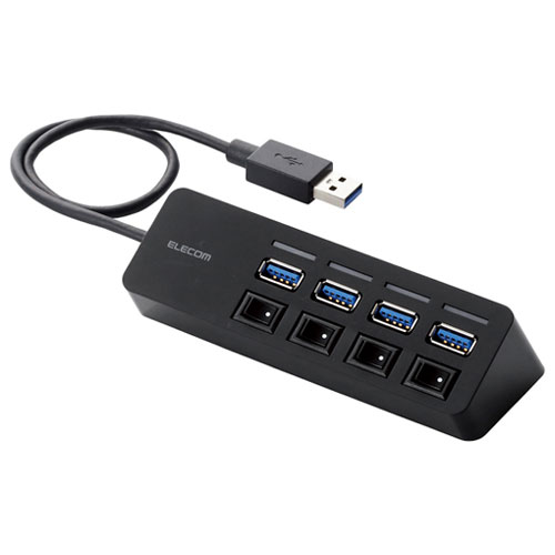 エレコム U3H-S418BBK [USB3.0ハブ/個別スイッチ/マグネット/バスパワー/4ポート]