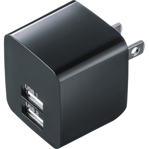 サンワサプライ ACA-IP44BK [USB充電器(2ポート・合計2.4A・ブラック)]