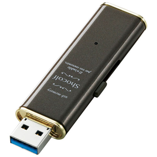 エレコム MF-XWU332GBW [USB3.0スライド式USBメモリー/32GB/ビターブラウン]