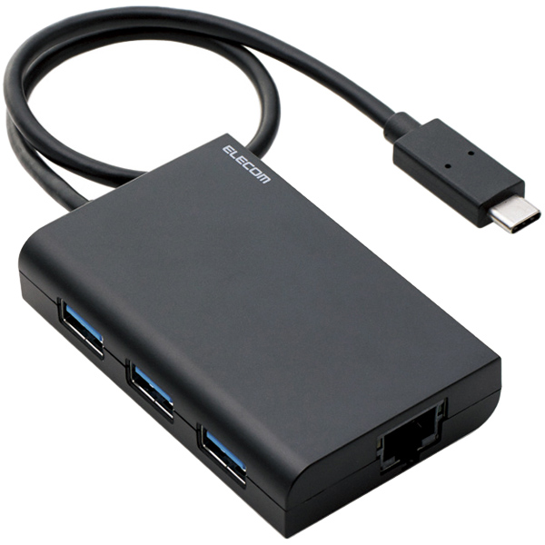 e-TREND｜エレコム EDC-GUC3H-B [有線LANアダプタ/Giga/USB3.1 C/ハブ付/ブラック]