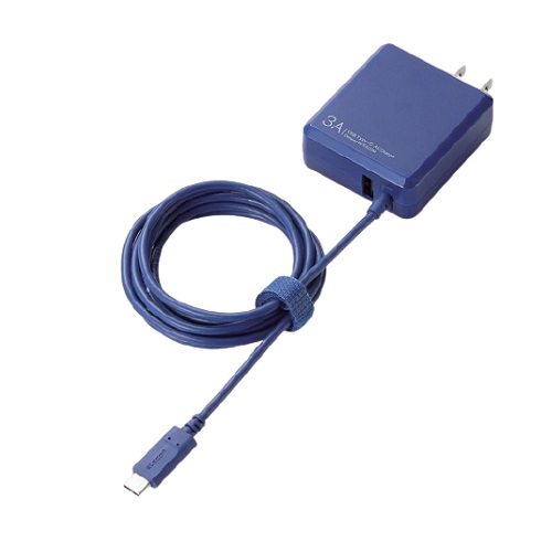 エレコム MPA-ACCFW154BU [AC充電器/USB-Cケーブル型/1.5m/5V3A/ブルー]