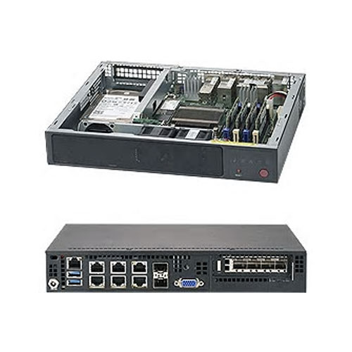 Supermicro SYS-E300-9A [IoT Gateway (Atom C3858/4ｘDDR4 SO-DIMM/2ｘ10G SFP+、2ｘ10GbE、4ｘGbE/84W DC/Mini-1U)]