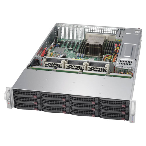 Supermicro SSG-5028R-E1CR12L [SuperStorage Server (C612/2ｘLGA2011-3/8ｘDDR4/4ｘGbE/12ベイ/SAS/2ｘ920W/2U)]