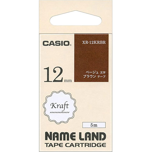 カシオ XR-12KRBR [クラフトテープ 12mm ブラウン/ベージュ字]