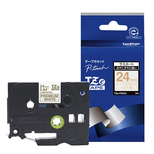ブラザー TZeテープ TZe-PR254 [おしゃれテープ プレミアムホワイト/金字 24mm]