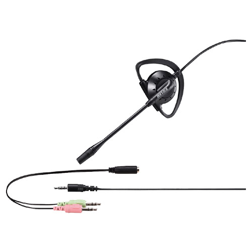 バッファロー（サプライ） BSHSECM110BK [片耳イヤフック式ヘッドセット 4極&3極ミニ接続 ブラック]