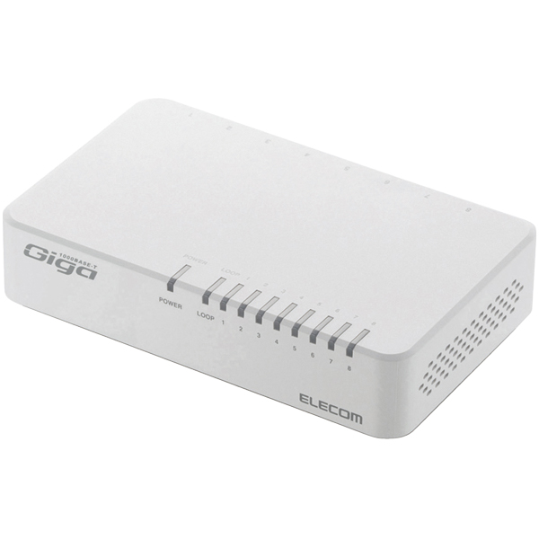エレコム EHC-G08PA2-W [Giga対応スイッチ/8ポート/電源外付/ホワイト]