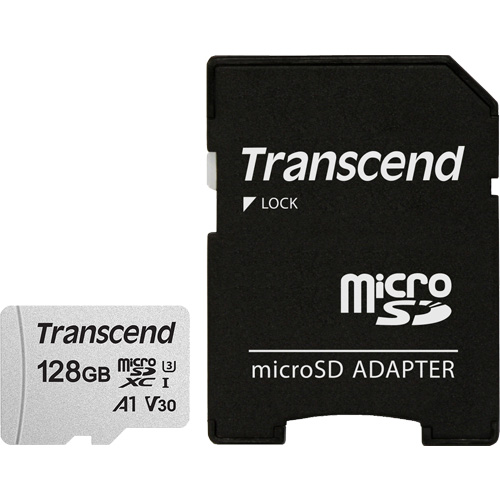 トランセンド TS128GUSD300S-A [128GB microSDXC 300S Class 10、UHS-I U3、V30、A1 対応 SDカードアダプタ付属]