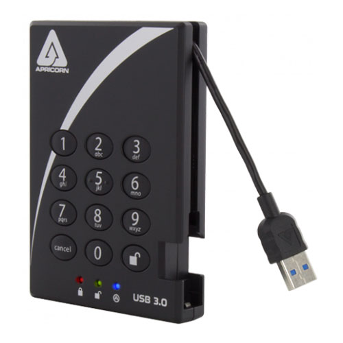 Apricorn A25-3PL256-500(R2) [Aegis Padlock USB 3.0 AES-XTS 256bit 暗号化対応 ポータブルHDD 500GB]