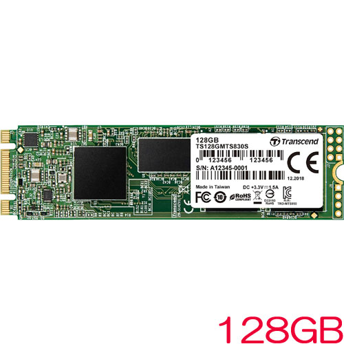 トランセンド TS128GMTS830S [128GB SSD MTS830S M.2 Type 2280 SATA-III DDR3キャッシュ 3D TLC NAND 5年保証]