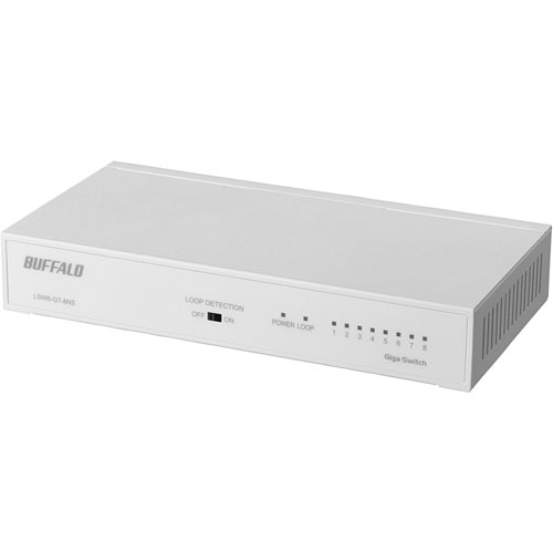 バッファロー LSW6-GT-8NS/WH [Giga 8Pスイッチ 電源内蔵 金属 マグネット付 ホワイト]