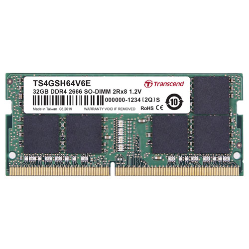 トランセンド TS4GSH64V6E [32GB DDR4 2666 SO-DIMM 2Rx8 (2Gx8) CL19 1.2V]