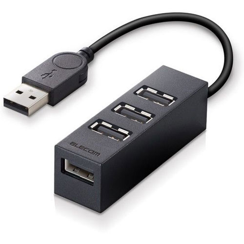 エレコム U2H-TZ426BBK [USB2.0ハブ/バスパワー/4ポート/10cm/ブラック]