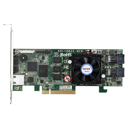 ARECA ARC-1883i [12Gb/s SAS/SATA RAID Adapters 内部 8ポート (2 x SFF-8643) 2GB Cache PCIe 3.0 x8]