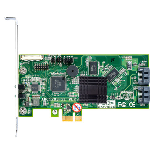 ARECA ARC-1203-2I [6Gb/s SATA RAID Adapters 内部 2ポート (SATA) 512MB Cache PCIe 2.0 x1]