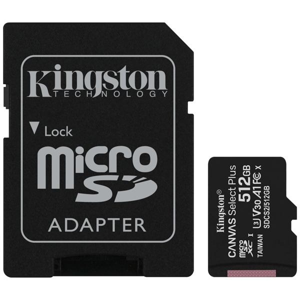 キングストン Kingston Canvas Select MicroSDXC SDCS2/512GB [512GB microSDXCカード CL10 UHS-1 U3 AD付]