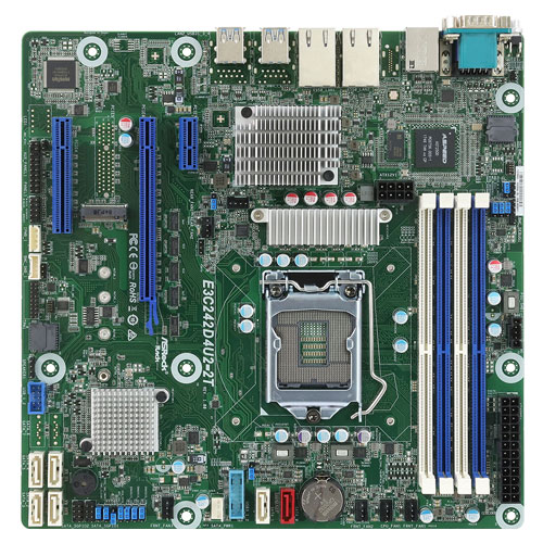 ASRock Rack E3C242D4U2-2T [マザーボード Intel C242/LGA3647/DDR4(4 DIMM)/2x10GLAN/ASPEED AST2500/micro-ATX]