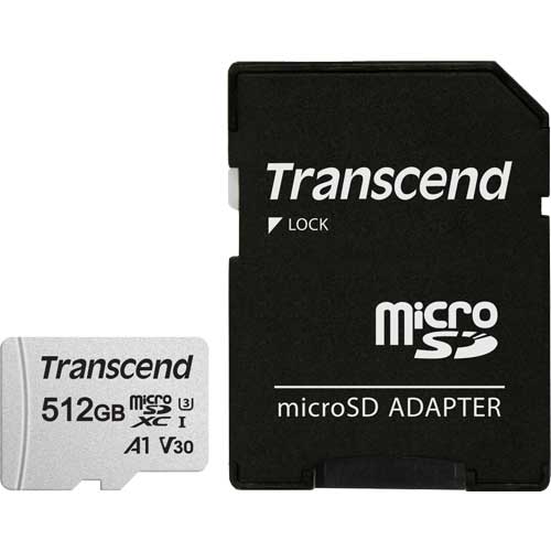 トランセンド TS512GUSD300S-A [512GB microSDXC 300S Class 10、UHS-I U3、V30、A1 対応 SDカードアダプタ付属]