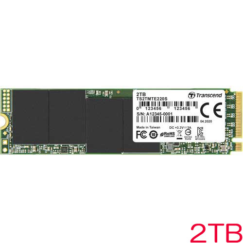 トランセンド TS2TMTE220S [2TB PCIe SSD 220S M.2(2280) NVMe PCIe Gen3 x4 3D TLC DRAMキャッシュ 4400TBW 5年保証]