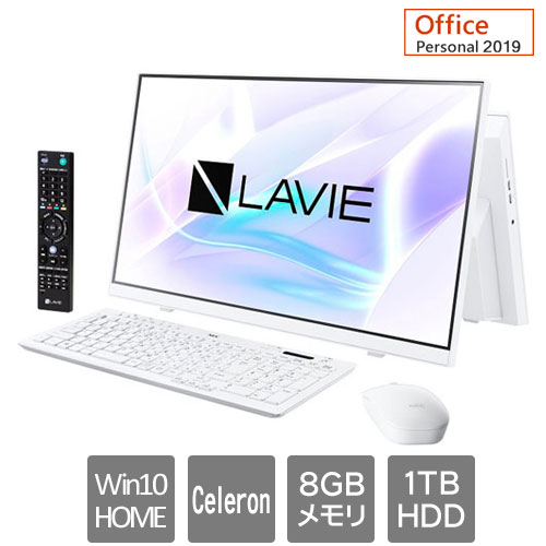 NEC LAVIE Home All-in-one PC-HA370RAW [LAVIE Home AiO - HA370/RAW (Celeron 8GB 1TB 23.8 Per W10H)]