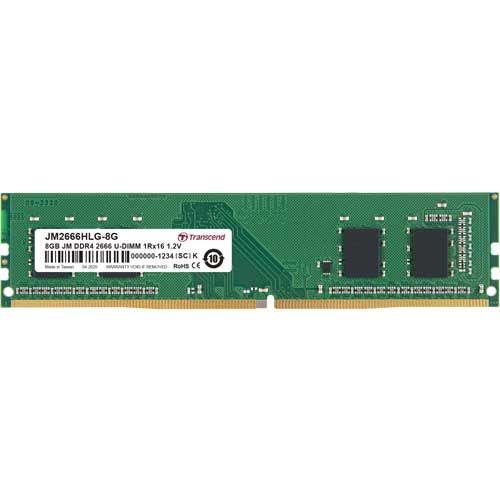 トランセンド JM2666HLG-8G [8GB JetRam DDR4 2666 U-DIMM 1Rx16 (1Gx16) CL19 1.2V]