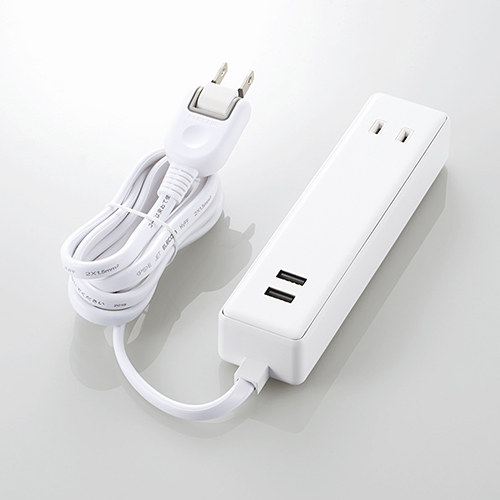 エレコム MOT-U09-2215WH [USBタップ/USBメス×2/AC×2/1.5m/2.4A/ホワイト]
