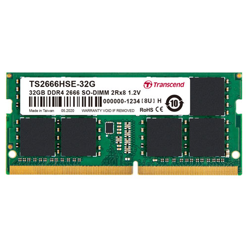 トランセンド TS2666HSE-32G [32GB DDR4 2666 Unbuffered SO-DIMM 2Rx8 (2Gx8) CL19 1.2V 260pin]