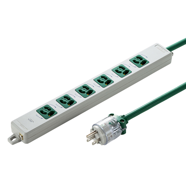 TAP-HPM6-5G [医用接地P付電源タップ(3P・6個口・グリーン・5m)]