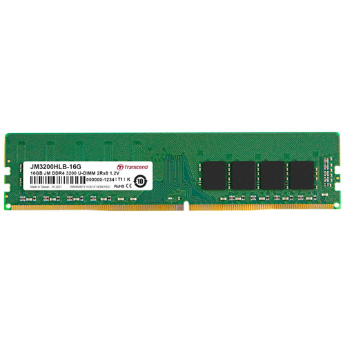 トランセンド JM3200HLB-16G [16GB JetRam DDR4 3200 U-DIMM 2Rx8 (1Gx8) CL22 1.2V]