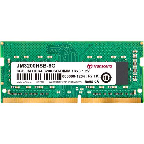 トランセンド JM3200HSB-8G [8GB JetRam DDR4 3200 SO-DIMM 1Rx8 (1024Mx8) CL22 1.2V]