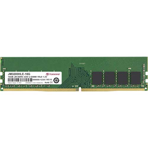 トランセンド JM3200HLE-16G [16GB JetRam DDR4 3200 U-DIMM 1Rx8 (2Gx8) CL22 1.2V]