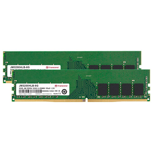 トランセンド JM3200HLB-16GK [16GB KIT (8GBx2) JetRam DDR4 3200 U-DIMM 1Rx8 (1Gx8) CL22 1.2V]