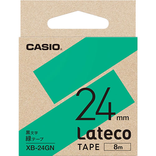 カシオ Latecoテープ XB-24GN [Lateco用テープ 24mm 緑/黒文字]