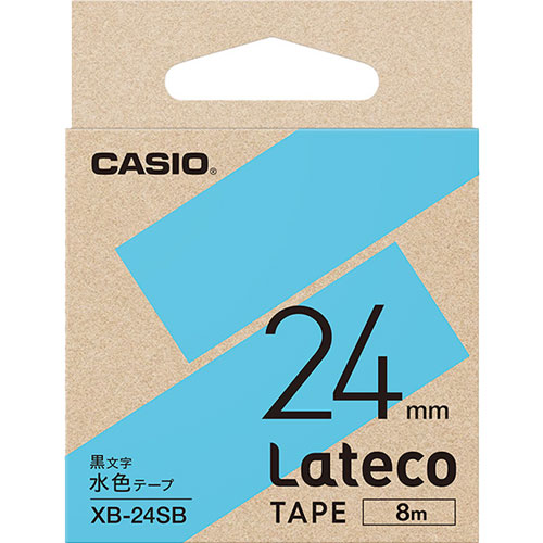 カシオ Latecoテープ XB-24SB [Lateco用テープ 24mm 水色/黒文字]